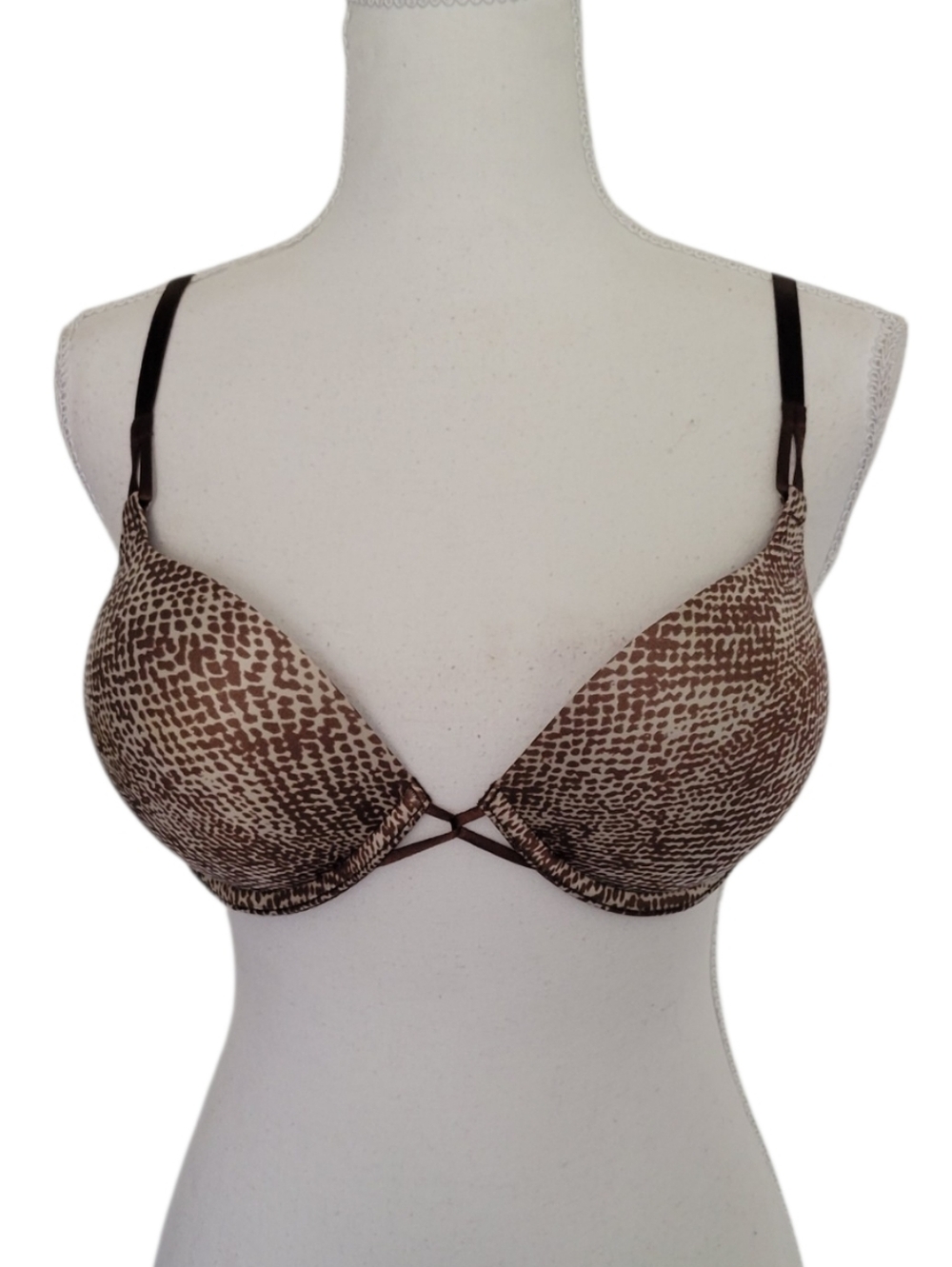 NWT Victoria's Secret Bra Miraculous Plunge Push Up Padded Animal Print 32D